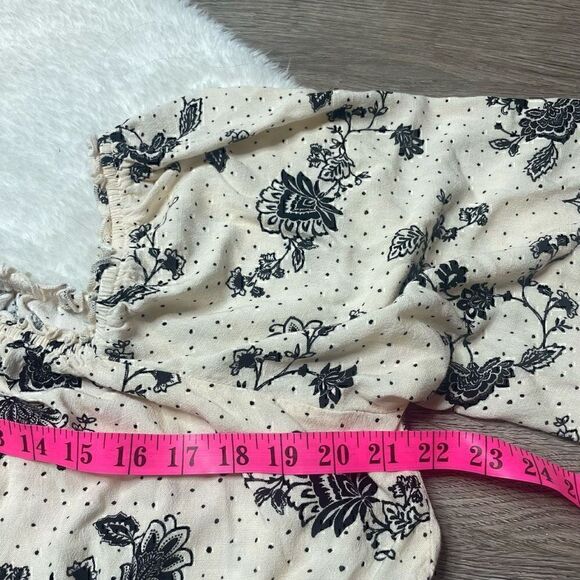 Torrid Top Rayon Ruched Waist Beige Floral Boho Blouse Long Sleeve Size 3 XXXL - Picture 10 of 13